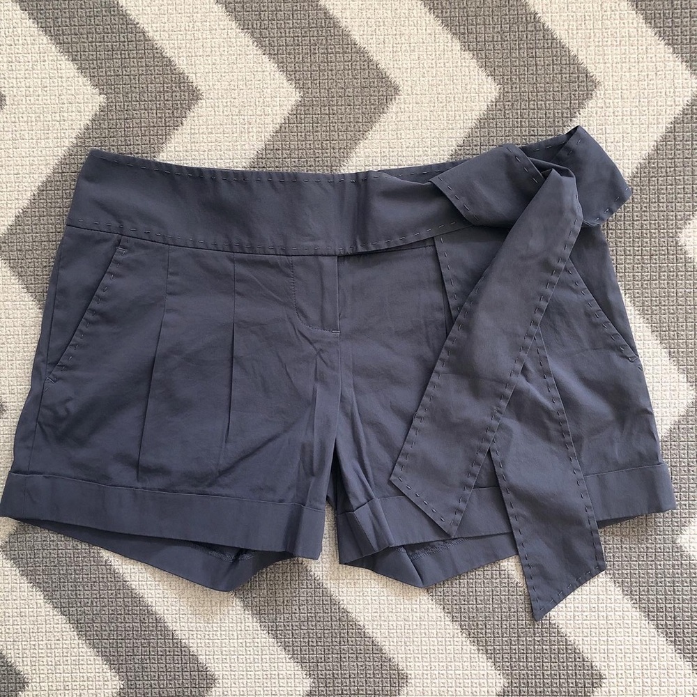 Greyish Blue Ribbon Shorts